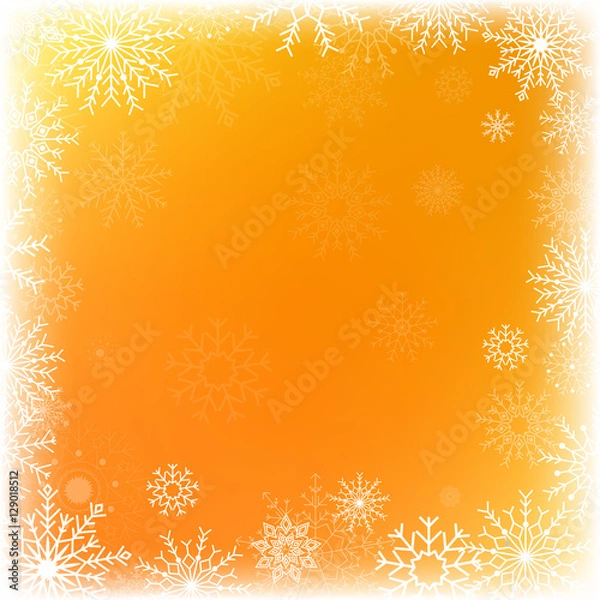 Fototapeta orange background with snowflakes	