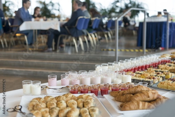 Fototapeta Buffet table during business meeting.
