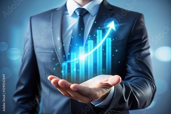 Obraz businessman pushing a touch screen interface