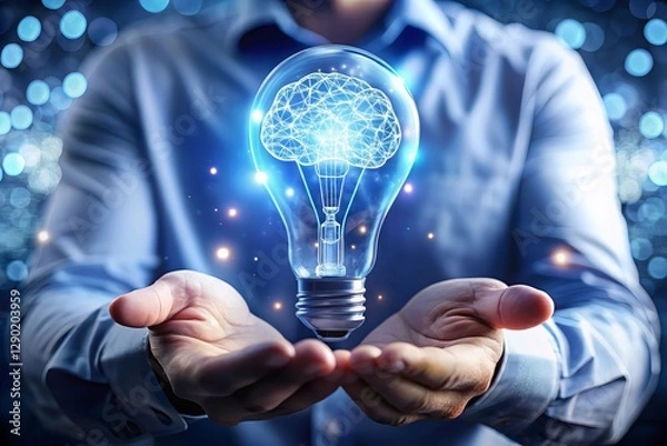 Obraz businessman hand holding light bulb