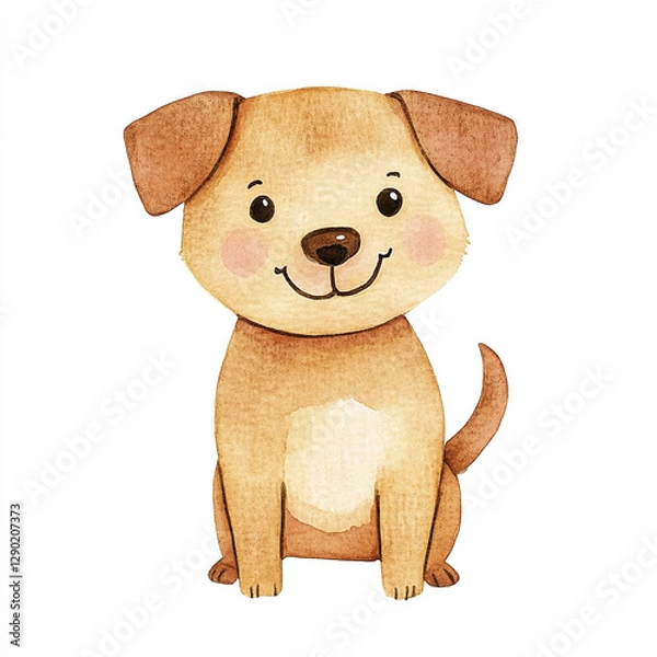 Obraz Cute Smiling Brown Dog in Minimal Isolated Watercolor Style Perfect for Pet Lovers Art Enthusiasts and Home Decor Capturing the Joy and Playfulness of a Beloved Canine Companion