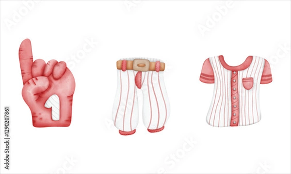 Obraz MLB baseball watercolors set