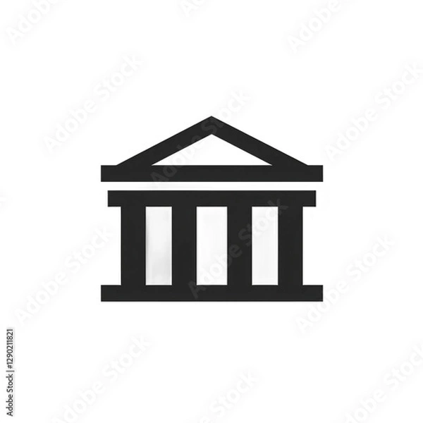 Fototapeta Isolated gray courthouse icon on white or transparent png backdrop, architectural symbol of law, justice, and civic process