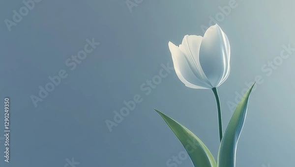 Obraz Soft White Tulip on Pastel Background
