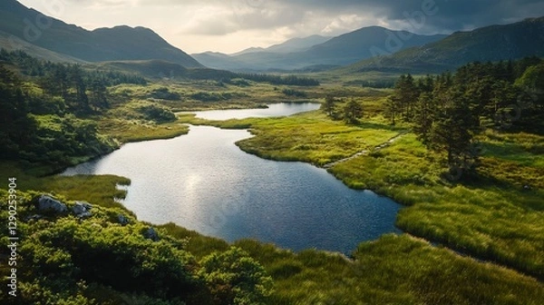 Obraz Serene mountain lake landscape.