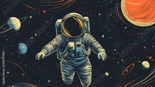 Fototapeta Astronaut and space exploration theme.