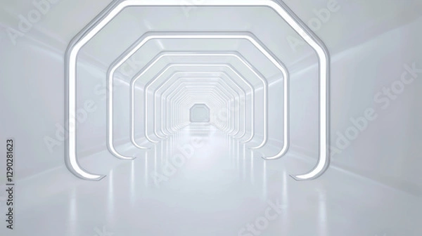 Fototapeta A seamless futuristic tunnel with precision-designed hexagonal frames