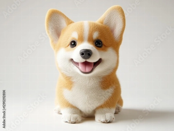 Fototapeta Charming dog posed against a pure white background showcasing its playful expression and bright eyes filled with joy