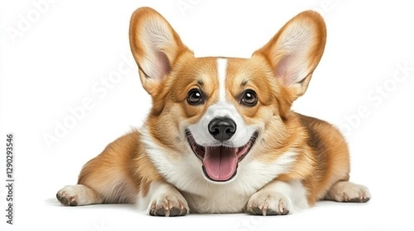 Obraz Adorable corgi dog sitting positively with its unique features and playful personality in a beautiful outdoor setting