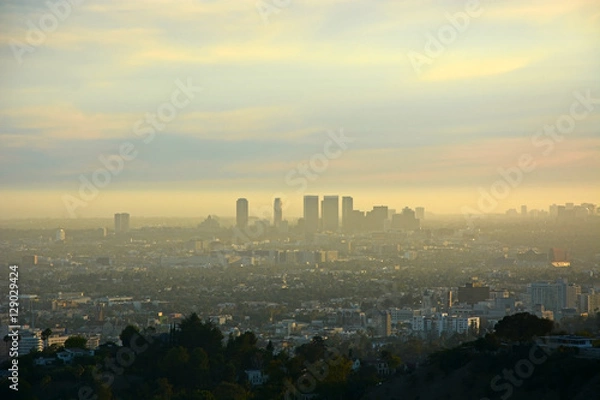 Fototapeta Los Angeles from the top at the sunset