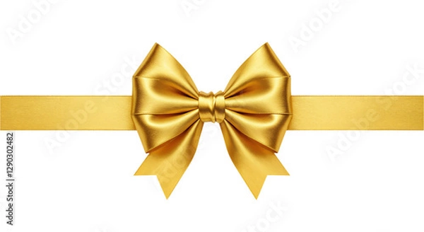 Fototapeta Gold Bow tie isolated on transparent background, bow-tie PNG