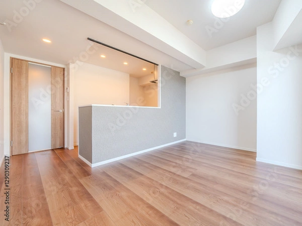 Fototapeta 木目調フローリングとシンプルな内装