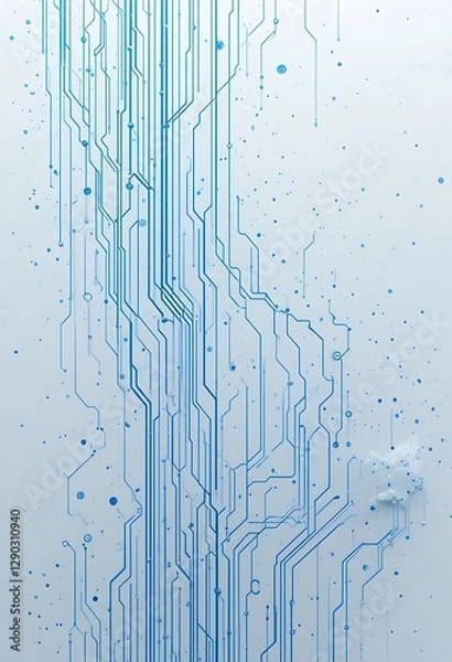 Fototapeta The Blue Circuitry Pattern Depicts Information Technology Connections Clearly