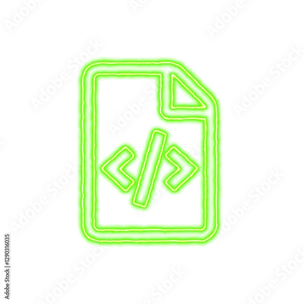 Fototapeta Icon file code from the flow of energy of green color. Shimmering neon