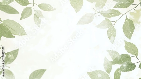 Obraz Soft Green Leaves Frame on White Background
