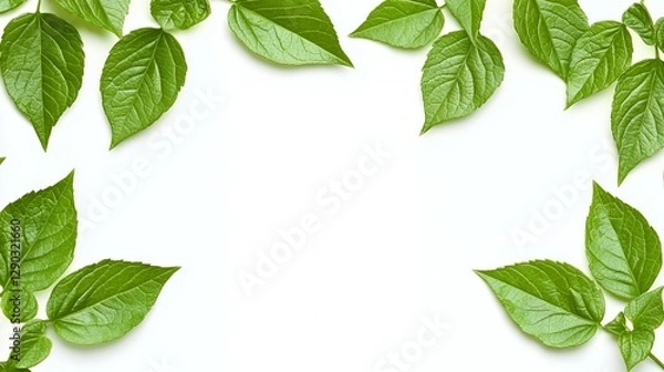 Obraz Soft Green Leaves Frame on White Background