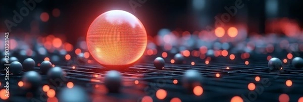 Fototapeta Glowing Sphere Network  Abstract Data Technology Concept