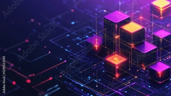 Fototapeta Digital design concepts futuristic 3d graphics in abstract virtual spaces