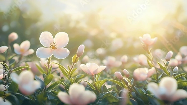 Obraz Soft Pink and White Blossoms in Sunlight