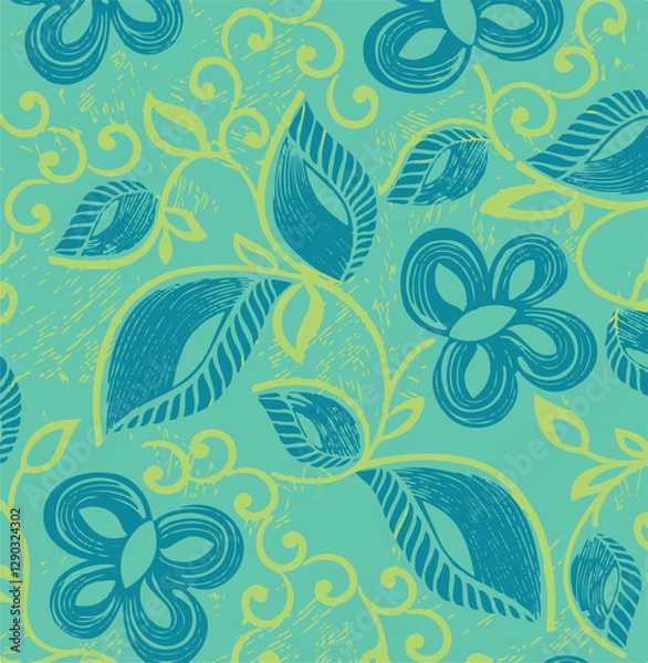 Fototapeta botanical floral vector seamless pattern with roses herbs and leaves big set background with flowers