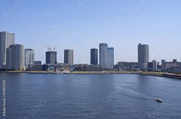 Obraz 晴海運河と高層ビル
