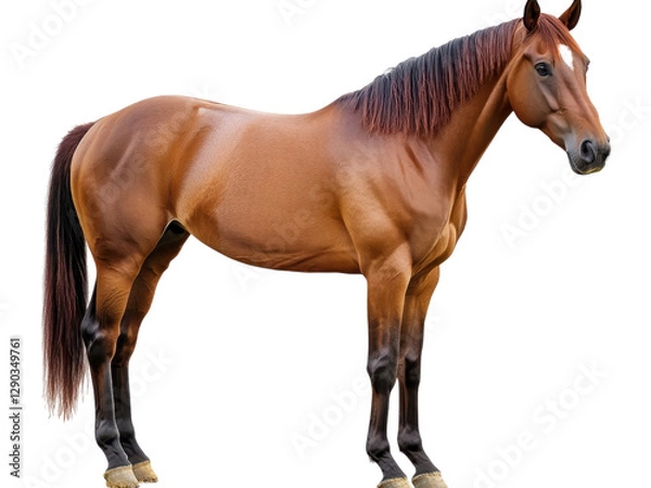 Fototapeta Majestic Chestnut Horse Portrait Against Transparent Background: A Stunning Equine Image