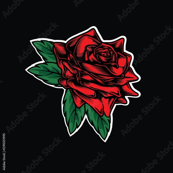 Fototapeta red rose vector image illustration can be changed color