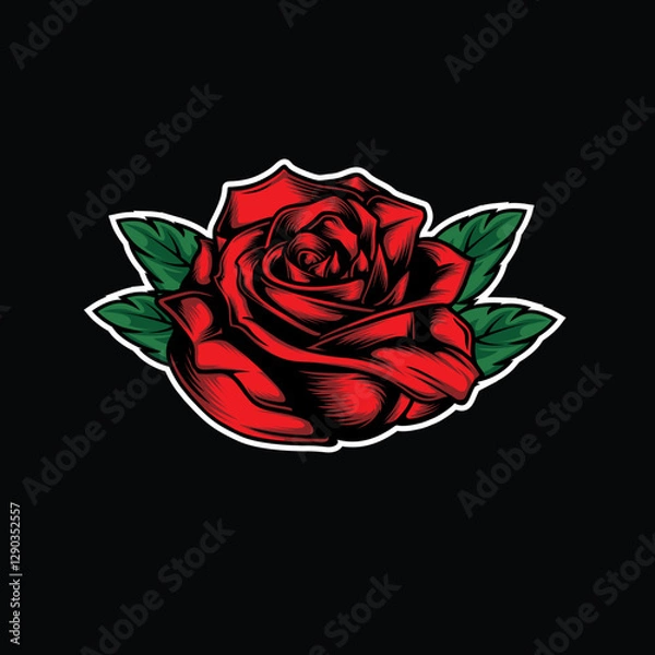 Fototapeta single petal red rose vector illustration