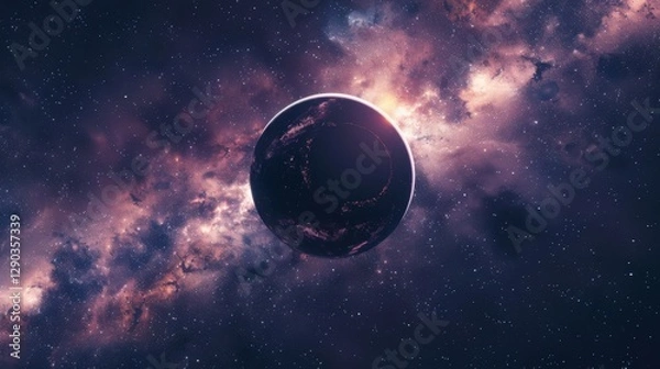Fototapeta Abstract Black hole in a galaxy with light rays, Black hole abstract in the dark space with a swirling nebula.
