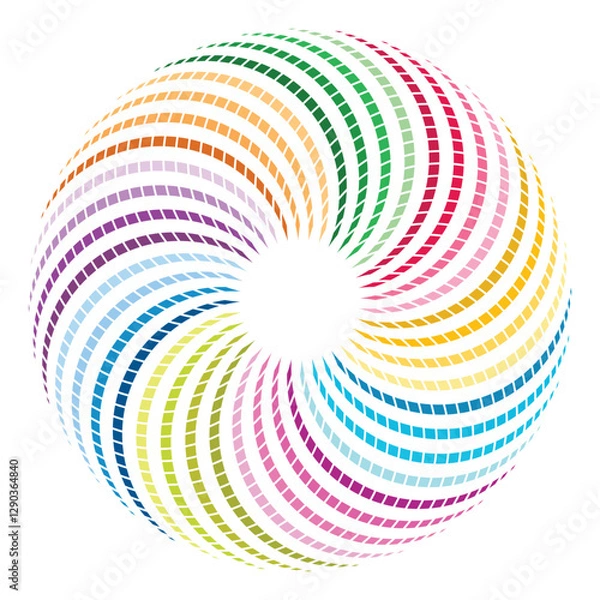 Fototapeta The abstract vibrant spiral of colorful geometric patterns.