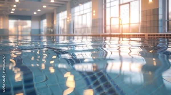 Fototapeta Swimming Pool: A chlorinated body of water, maintained at a regulated temperature, designed for swimming and offering a refreshing and controlled environment.