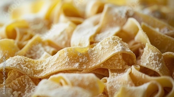 Obraz Pasta: Pasta is made from durum wheat, available in dried shapes and noodles that need boiling to cook, used in countless dishes like spaghetti and ravioli.
