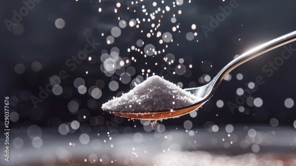 Fototapeta Powdered Sugar: Soft, finely ground sugar with a dry texture, often used for dusting over cakes and pastries or incorporated into frostings for a silky sweetness.
