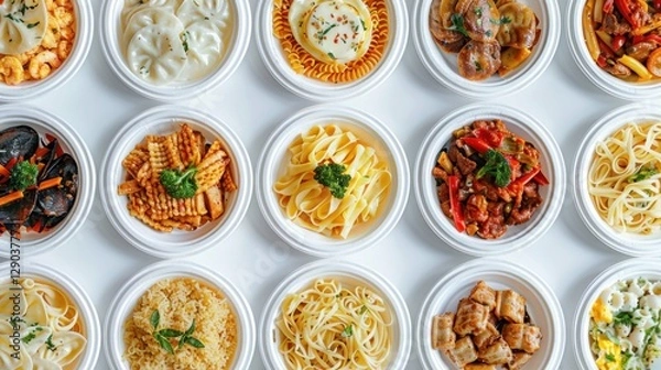 Fototapeta Plates with Compartments: Disposable plates with sections to hold different foods, offering convenience and cleanliness by keeping meals organized and preventing food mixing.
