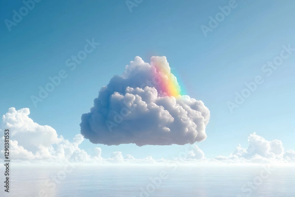 Obraz 3D Illustration Rainbow Cloud Ocean Sky Cloudscape Horizon Blue Colorful Weather Atmosphere