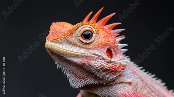 Fototapeta Close-up of a Colorful Lizard on Dark Background. Possible use for education or nature photography
