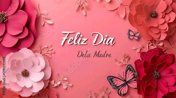 Obraz Happy mother day illustration background with feliz dia de la madre text to celebrate mother's day in spain