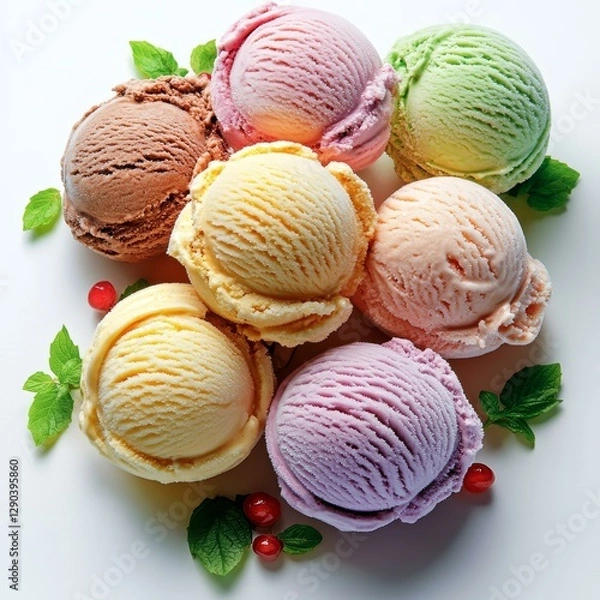 Fototapeta Assortment of Colorful Ice Cream Scoops