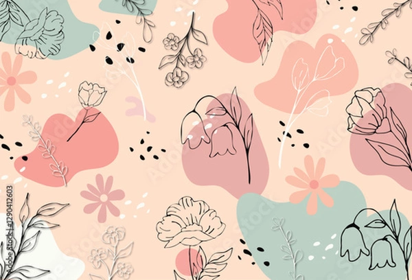 Fototapeta Ethnic floral seamless pattern. floral pattern,pattern, berries pattern, beautiful festive pattern