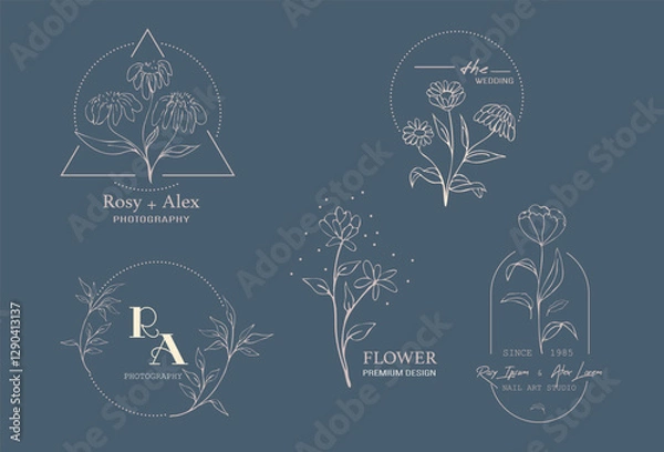 Obraz Hand Drawn Leaf Wreath Logo Design