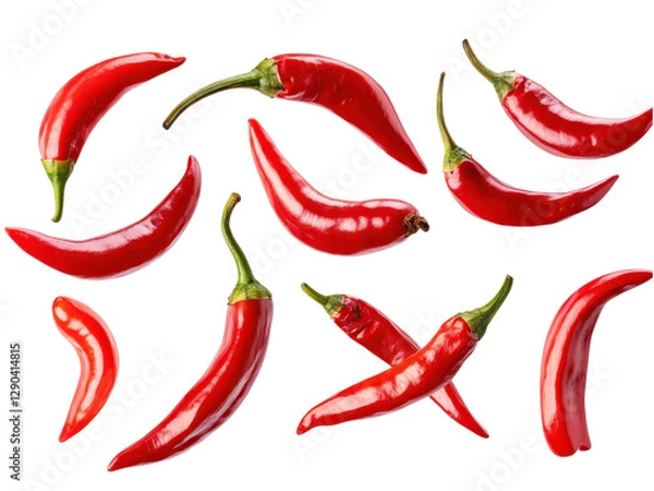 Fototapeta Vibrant Red Chili Peppers Collection: A Spicy Display of Freshness and Flavor