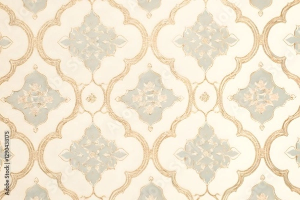 Fototapeta Elegant Vintage Ornamental Pattern with Classic Floral and Geometric Motifs in Soft Beige Tones