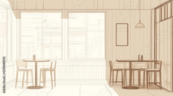 Fototapeta Cafe Interior Design Sketch (2)