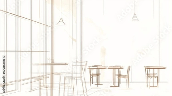 Fototapeta Cafe Interior Design Sketch