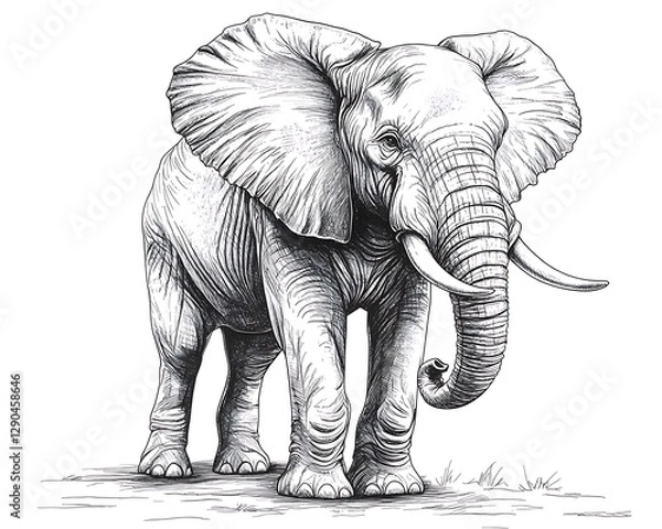 Obraz The magnificent elephant drawing shows its full size elegance