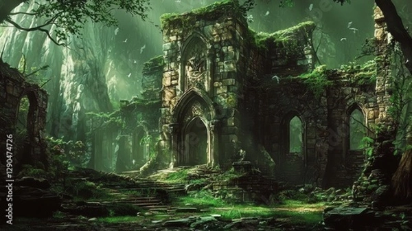 Fototapeta Exploring ancient structures through artistic visualizations in gaming.