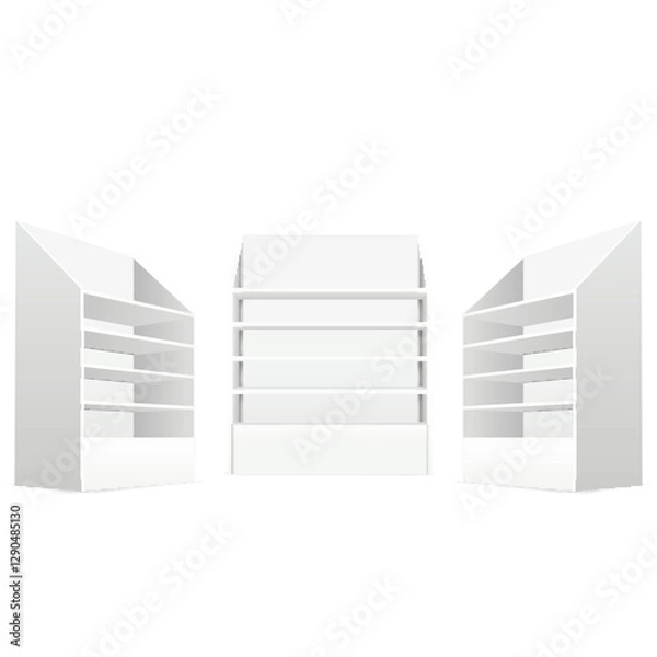 Fototapeta Empty White Shelves Display Rack for Modern Interior Design Vector