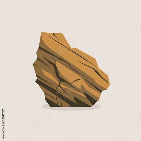 Fototapeta A Flat-Style Eroded rock on a Plain White Background