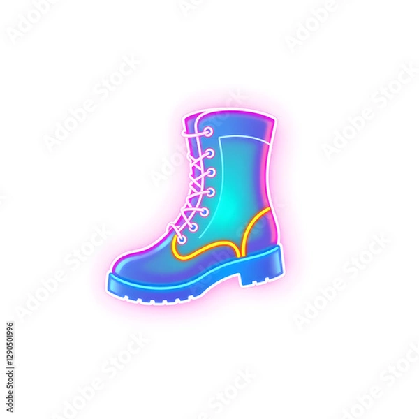 Fototapeta Boot holographic 3D icon. neon symbol vector illustration isolated on white background. Generative AI