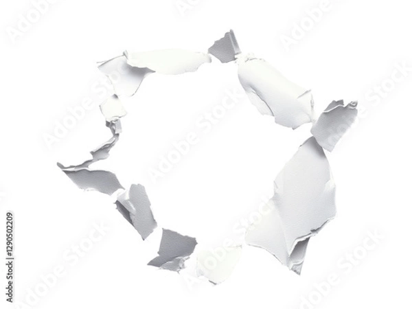 Fototapeta Abstract White Paper Ripped Hole Circular Form on Transparent Background Photography Image